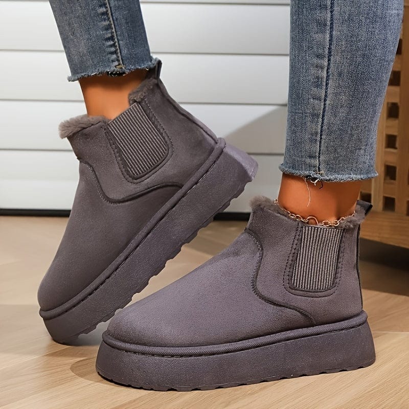 CozyLift™ Women's Plush Lined Platform Ankle Boots – Ultimate Comfort for Every Step!