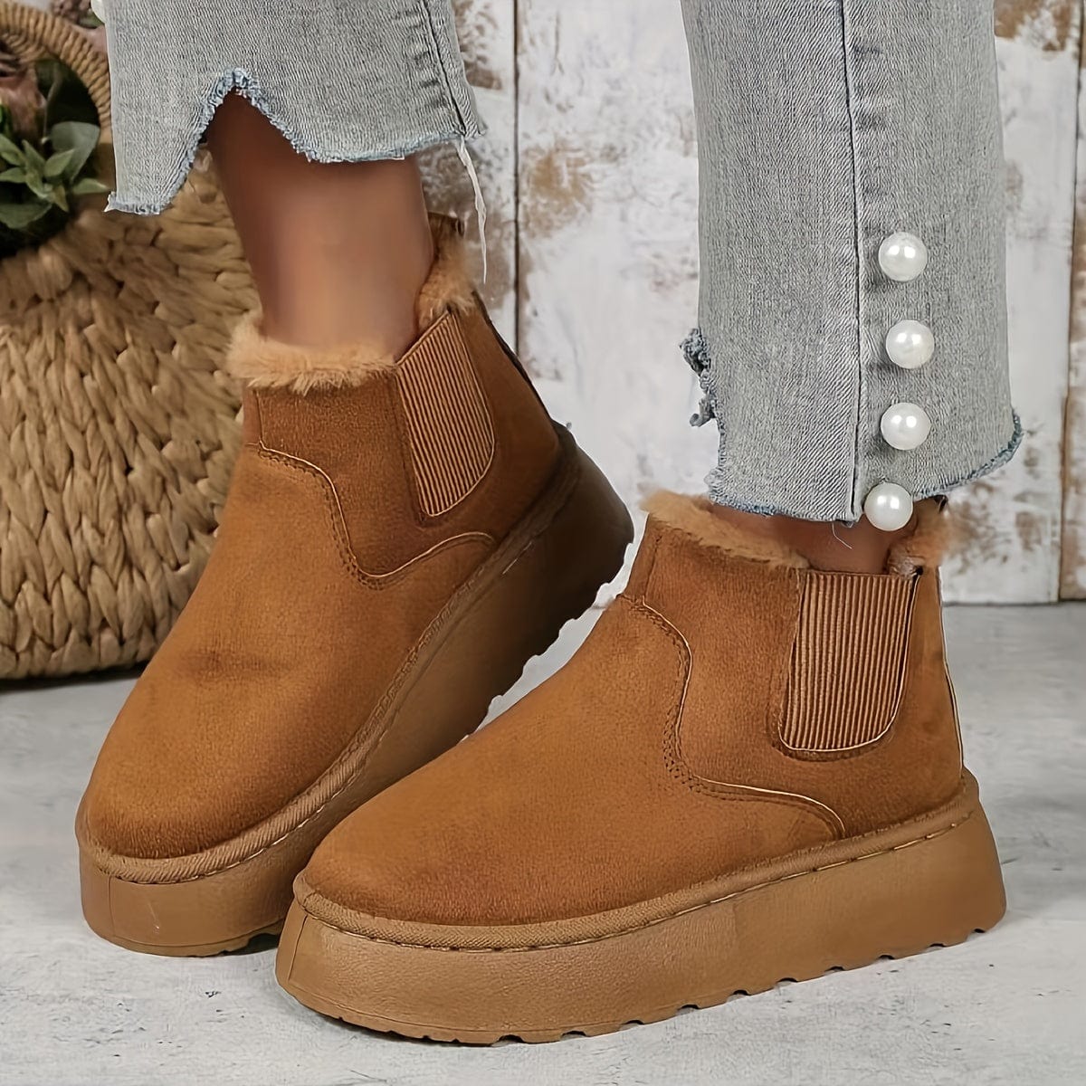 CozyLift™ Women's Plush Lined Platform Ankle Boots – Ultimate Comfort for Every Step!