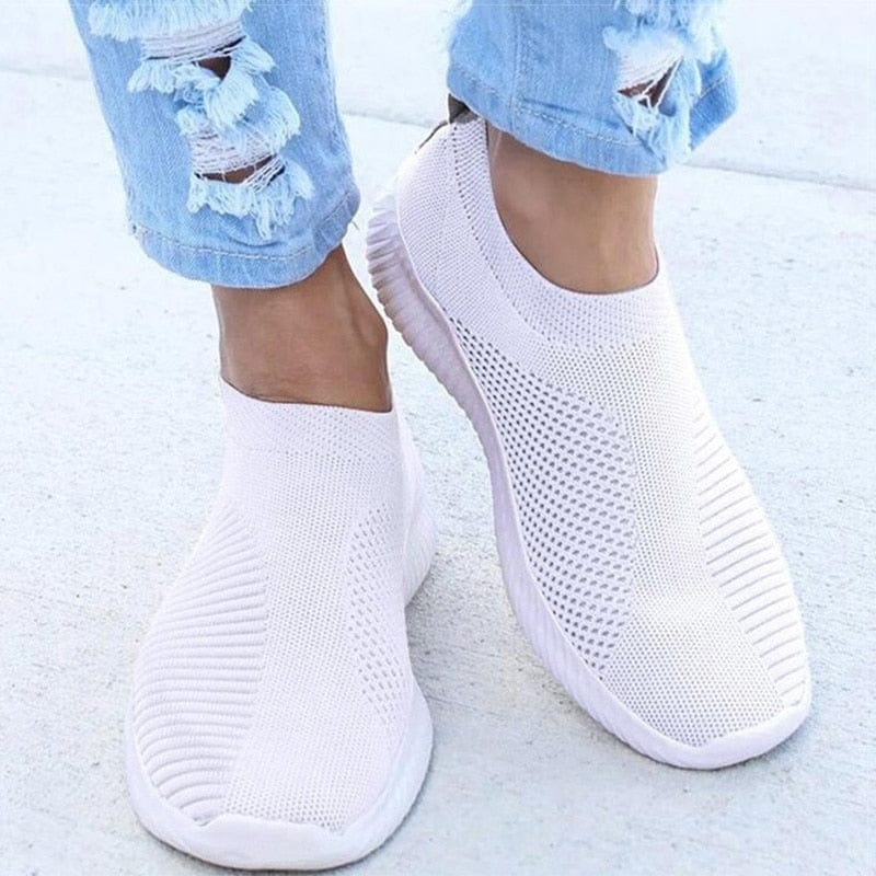 EleganceStride™: Women's Breathable Knit Slip-On Sneakers
