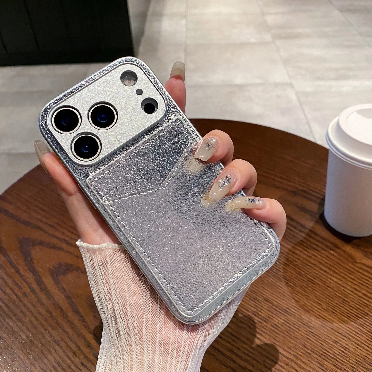 Litchi Leather Card Holder Phone Case