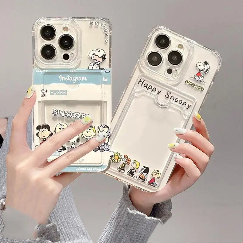 Cute Snoopy Card Holder Phone Case