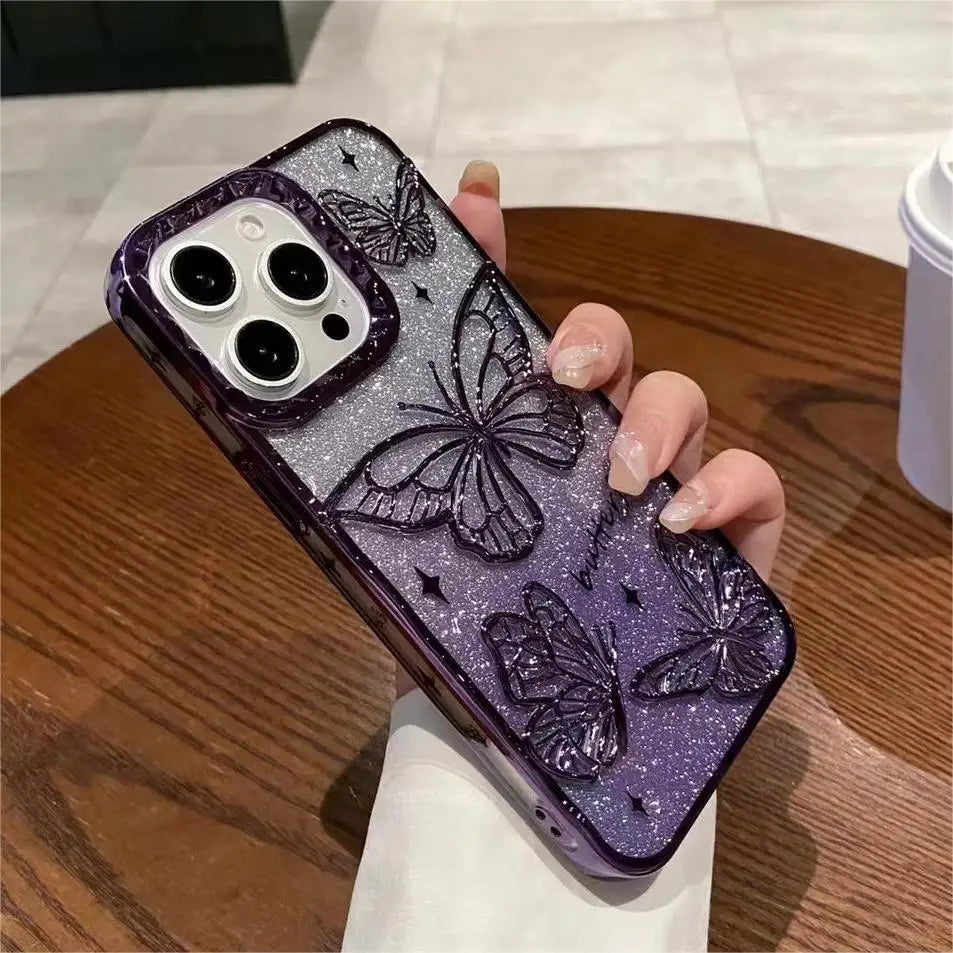Glitter Butterfly Quicksand Phone Case