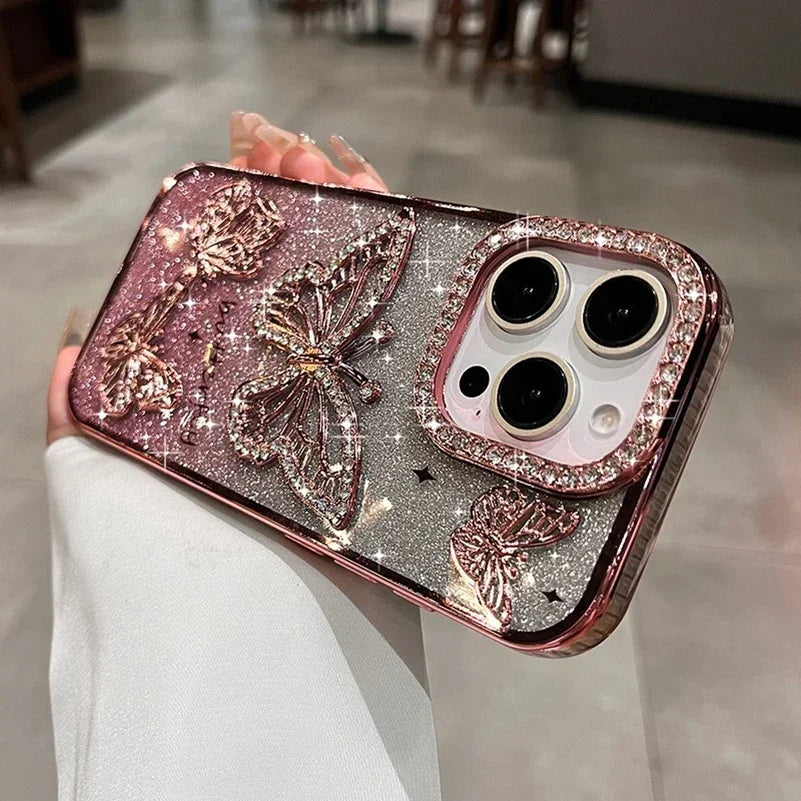 Diamond Butterfly Transparent Phone Case