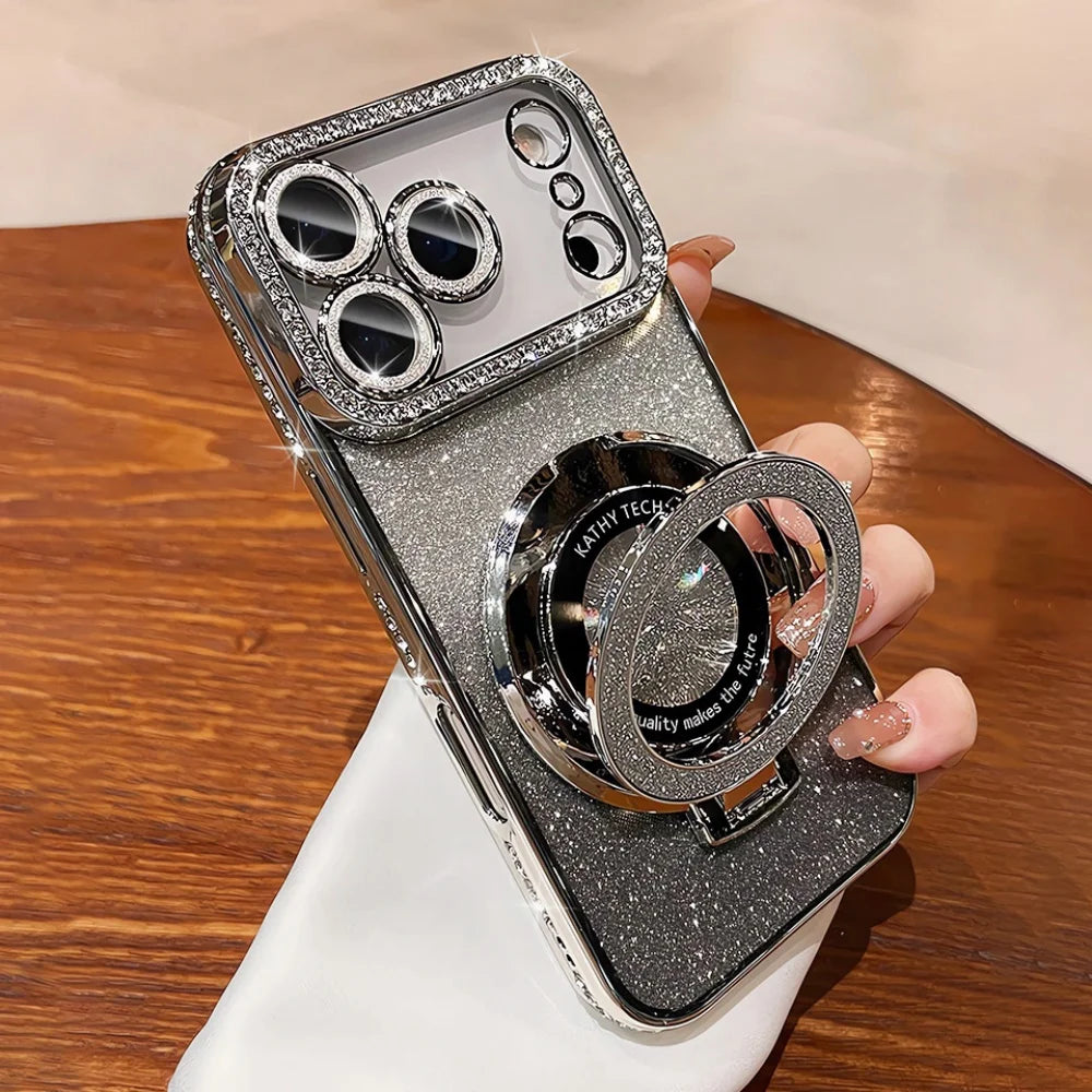 Plating Diamond Glitter Stand Case