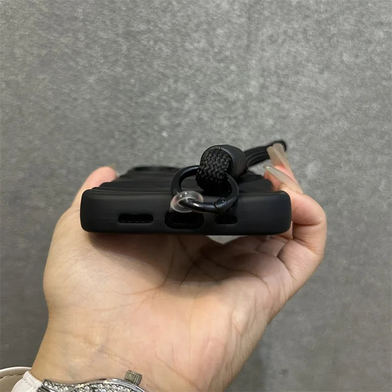 Matte Wrinkle Wrist Strap Phone Case