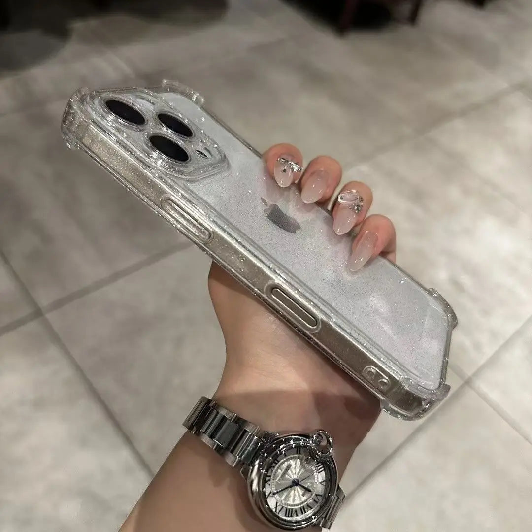 Glitter Clear Silicone Case For iPhone