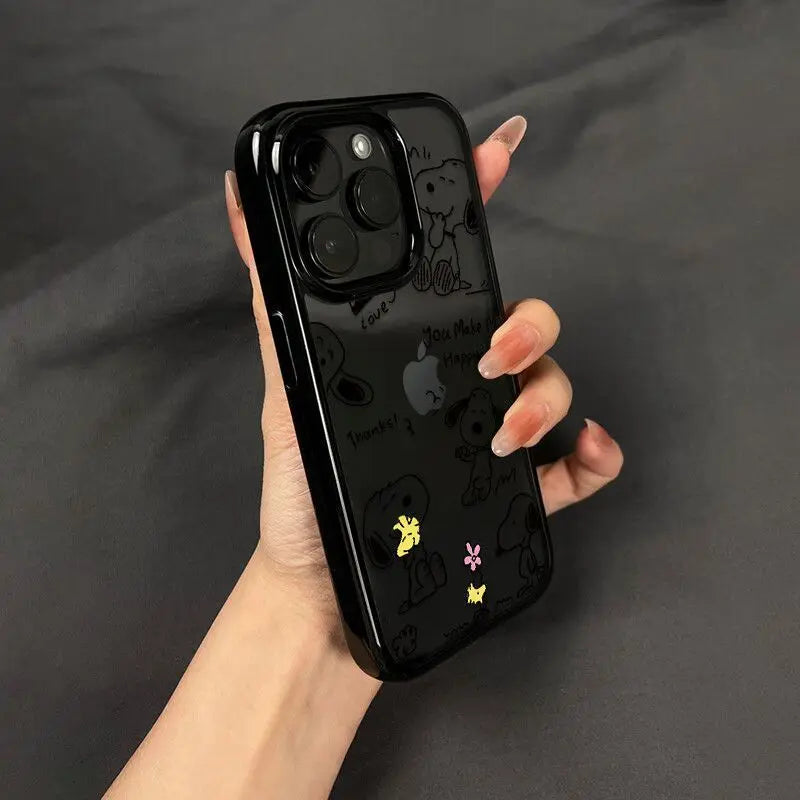 Hand Drawn Snoopy Black Line Cartoon Phone Case