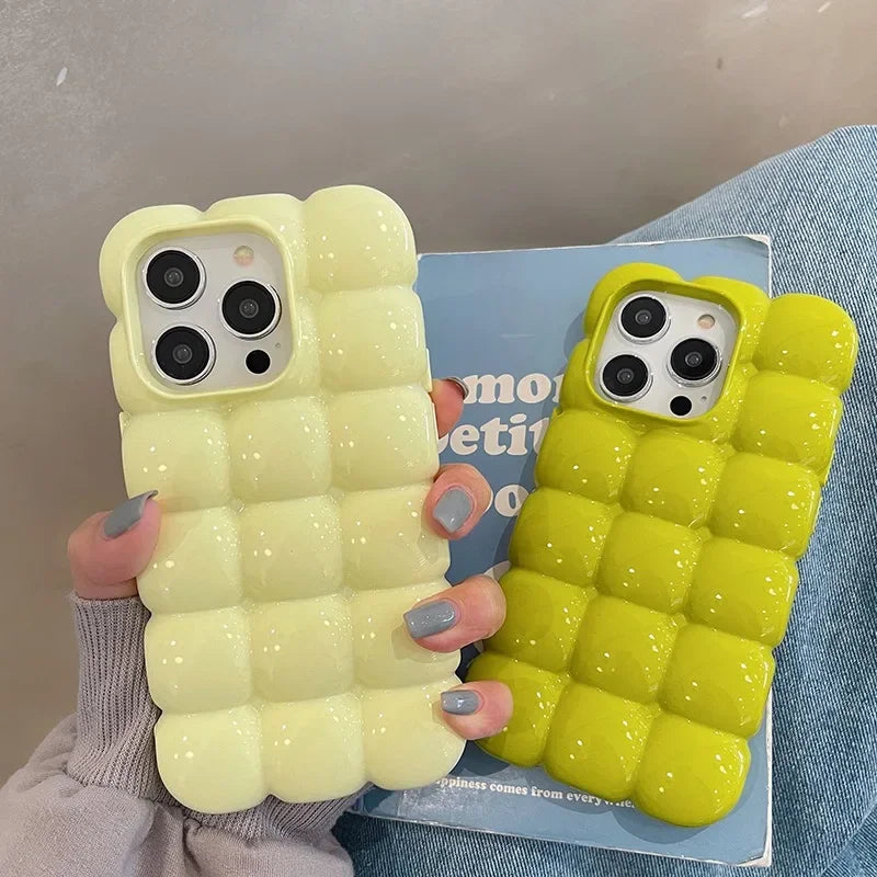 Cute 3D Block Lattice Silicone Case For iPhone