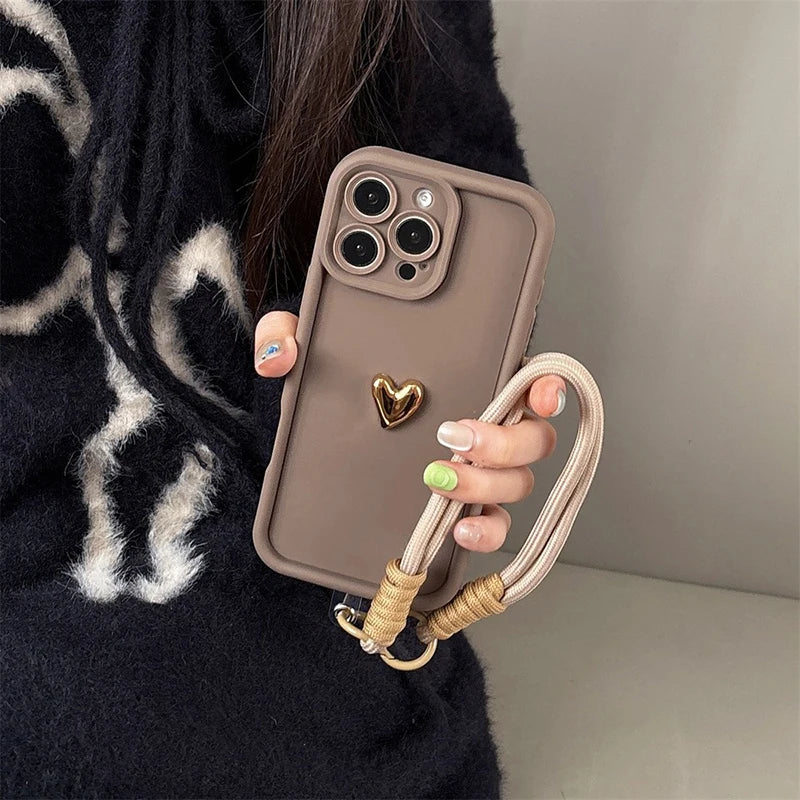 Golden Love Heart Phone Case