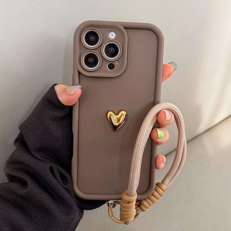 Golden Love Heart Phone Case