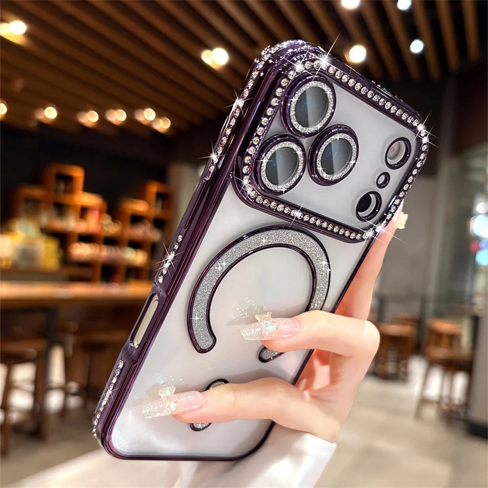 Glitter Rhinestone Magnetic Phone Case