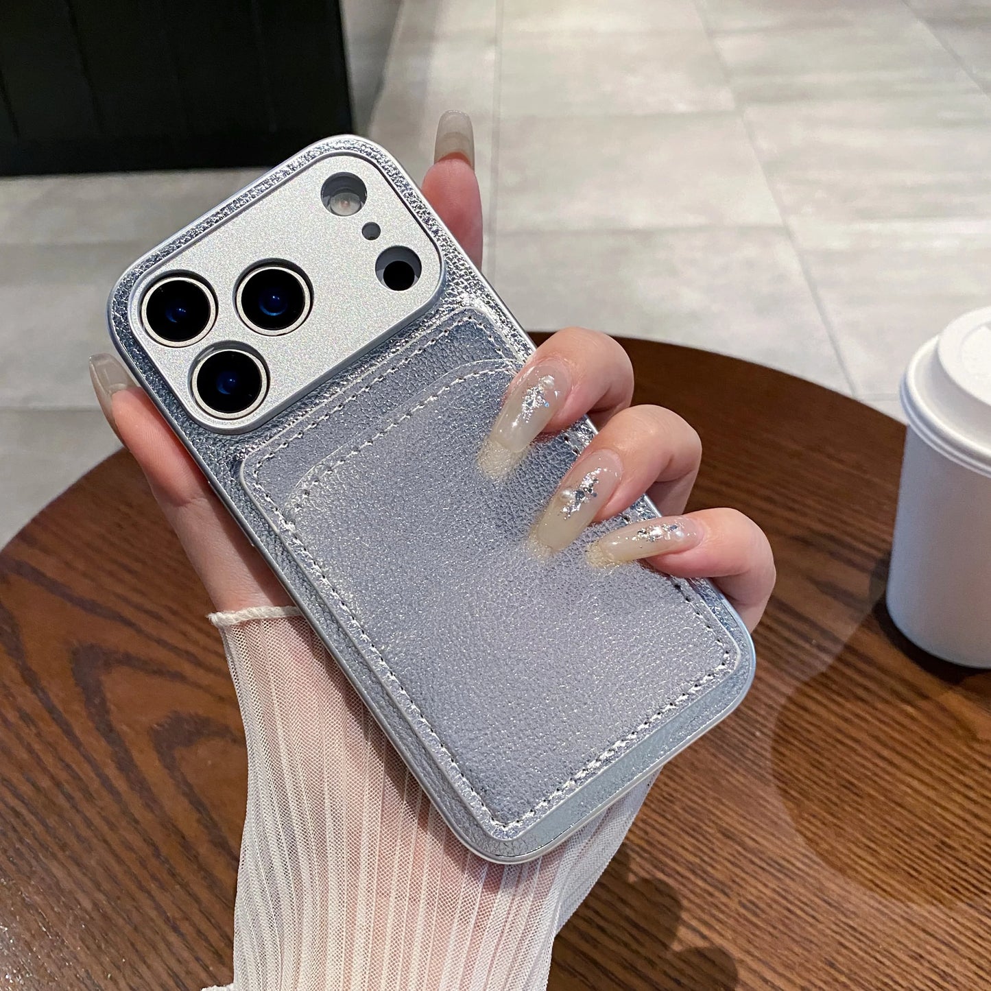 Litchi Leather Card Holder Phone Case