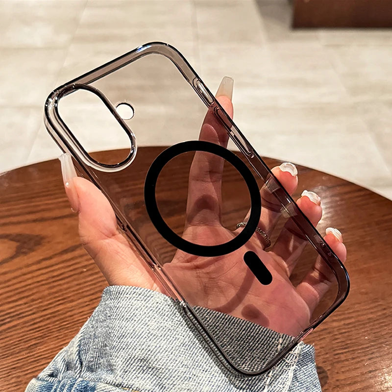 Gold Magsafe Transparent Magnetic Phone Case