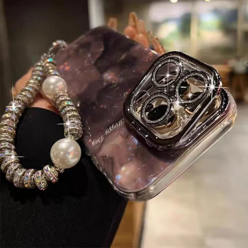 Pearl Lanyard Glitter Phone Case
