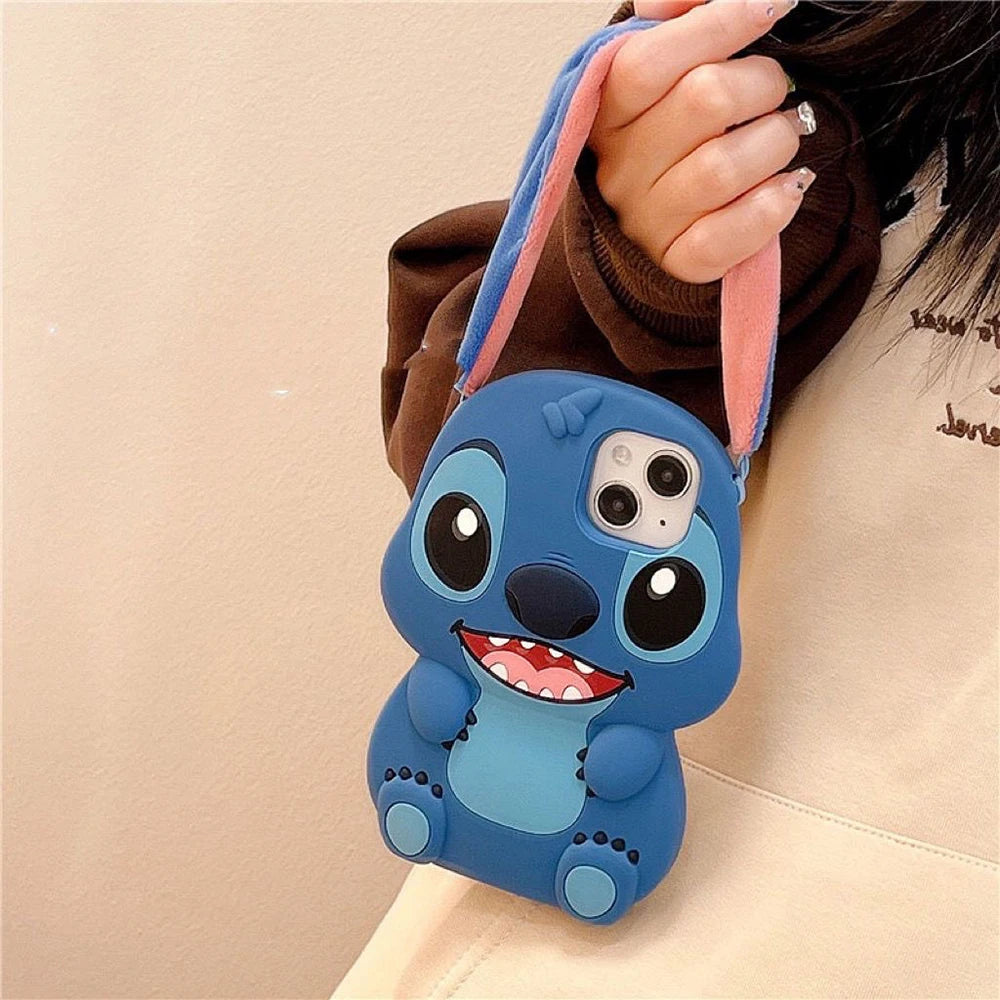 Stitch Big Ear Phone Case With Strap