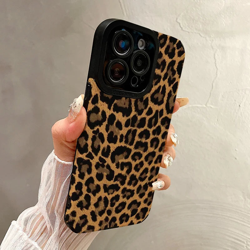 Gold Leopard Silicone Leather Phone Case