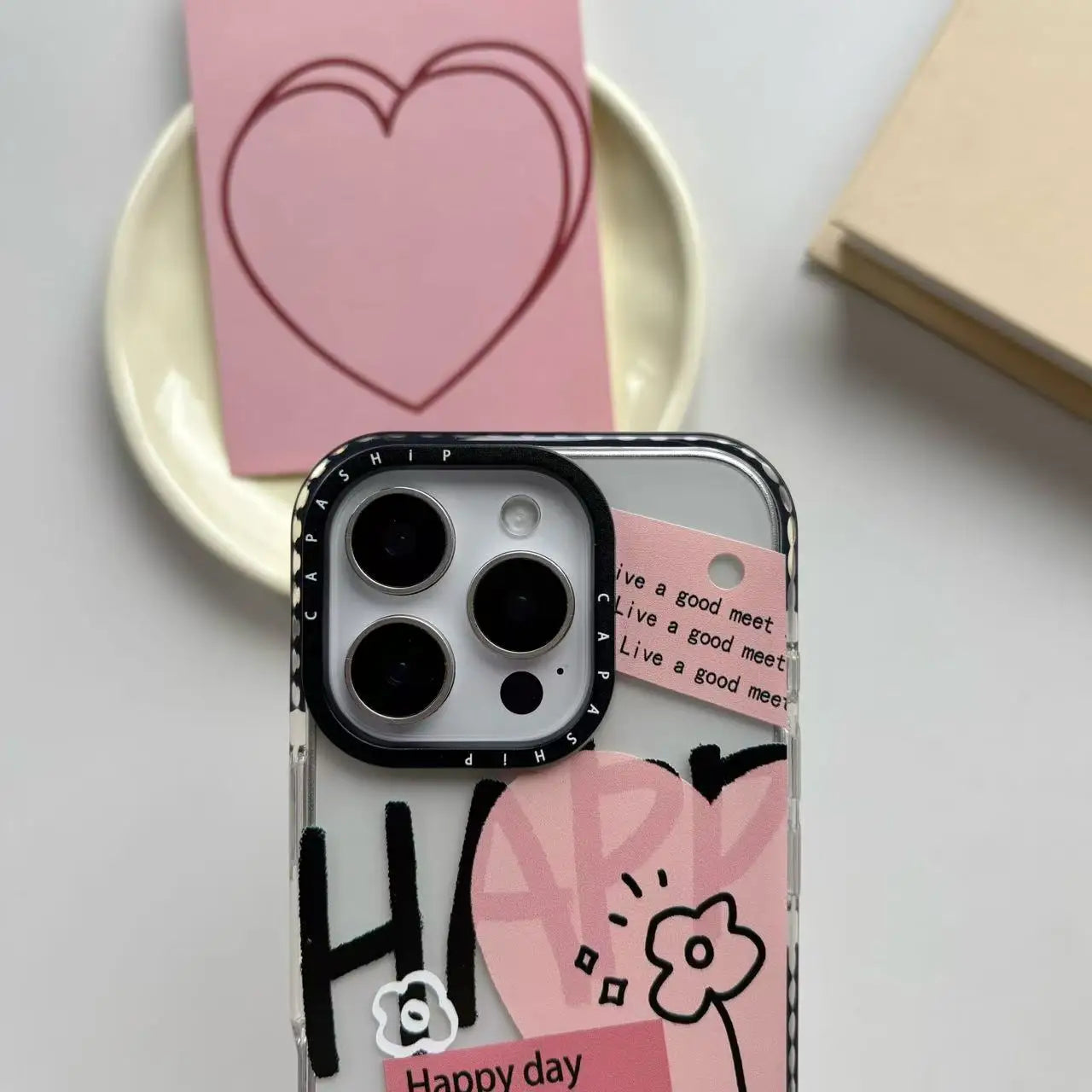 Heart Flower Graffiti Transparent Phone Case
