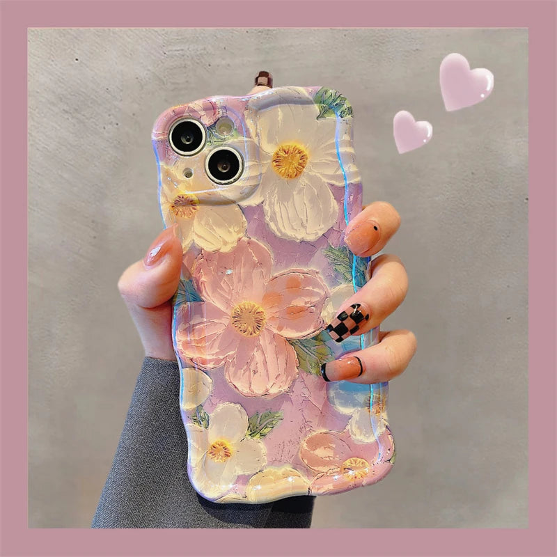Laser Floral Glitter Silicone Phone Case