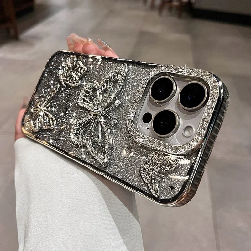 Diamond Butterfly Transparent Phone Case