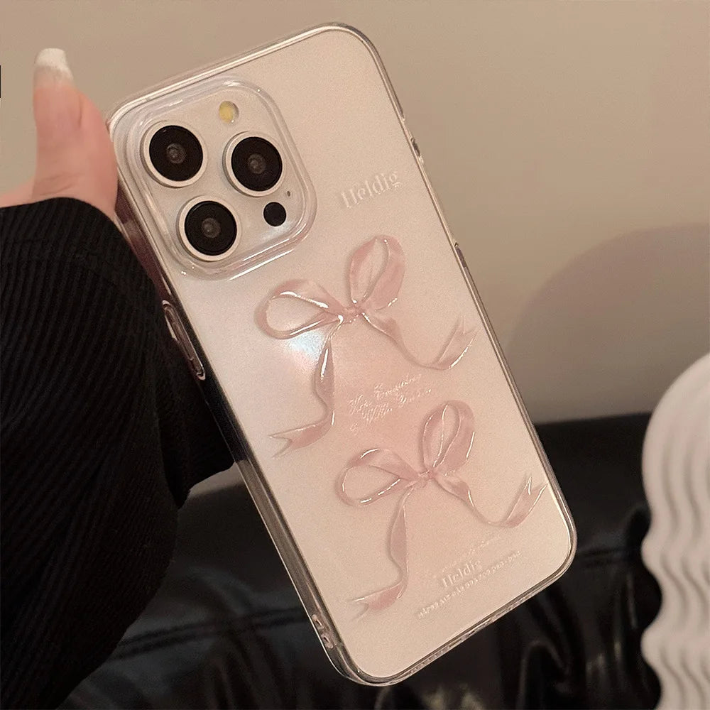 Pink Bow Clear Silicone Phone Case
