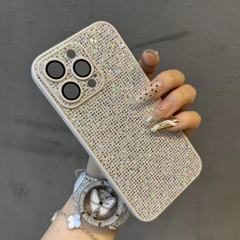 Glitter Leather Camera Lens Phone Case