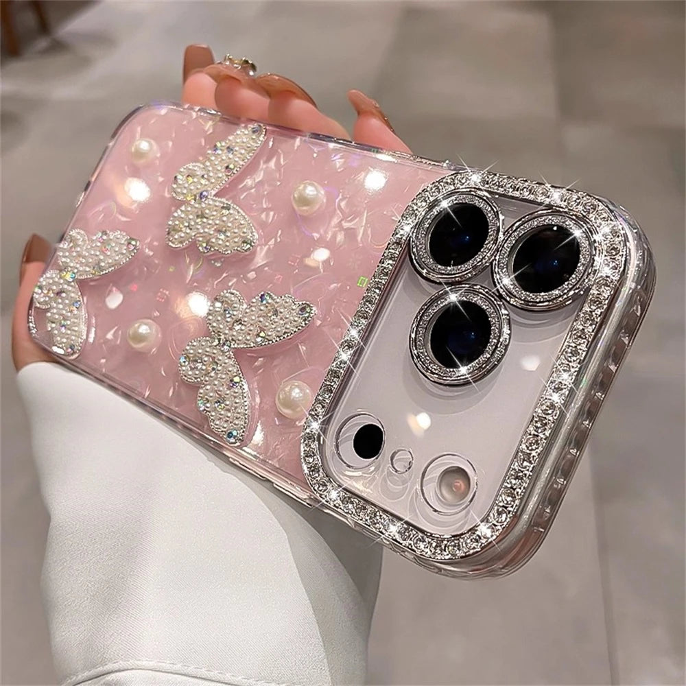Diamond Butterfly Clear Phone Case