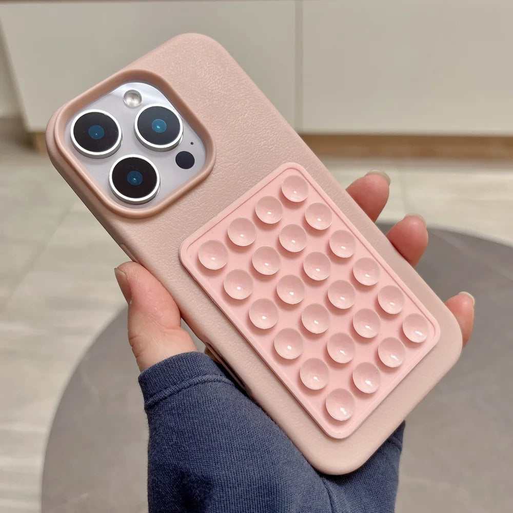 Suction Cup Stand Litchi Pattern Phone Case