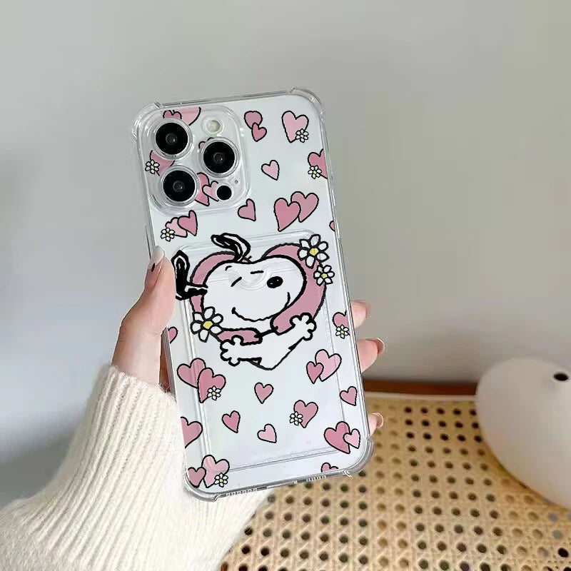 Cute Snoopy Card Holder Phone Case