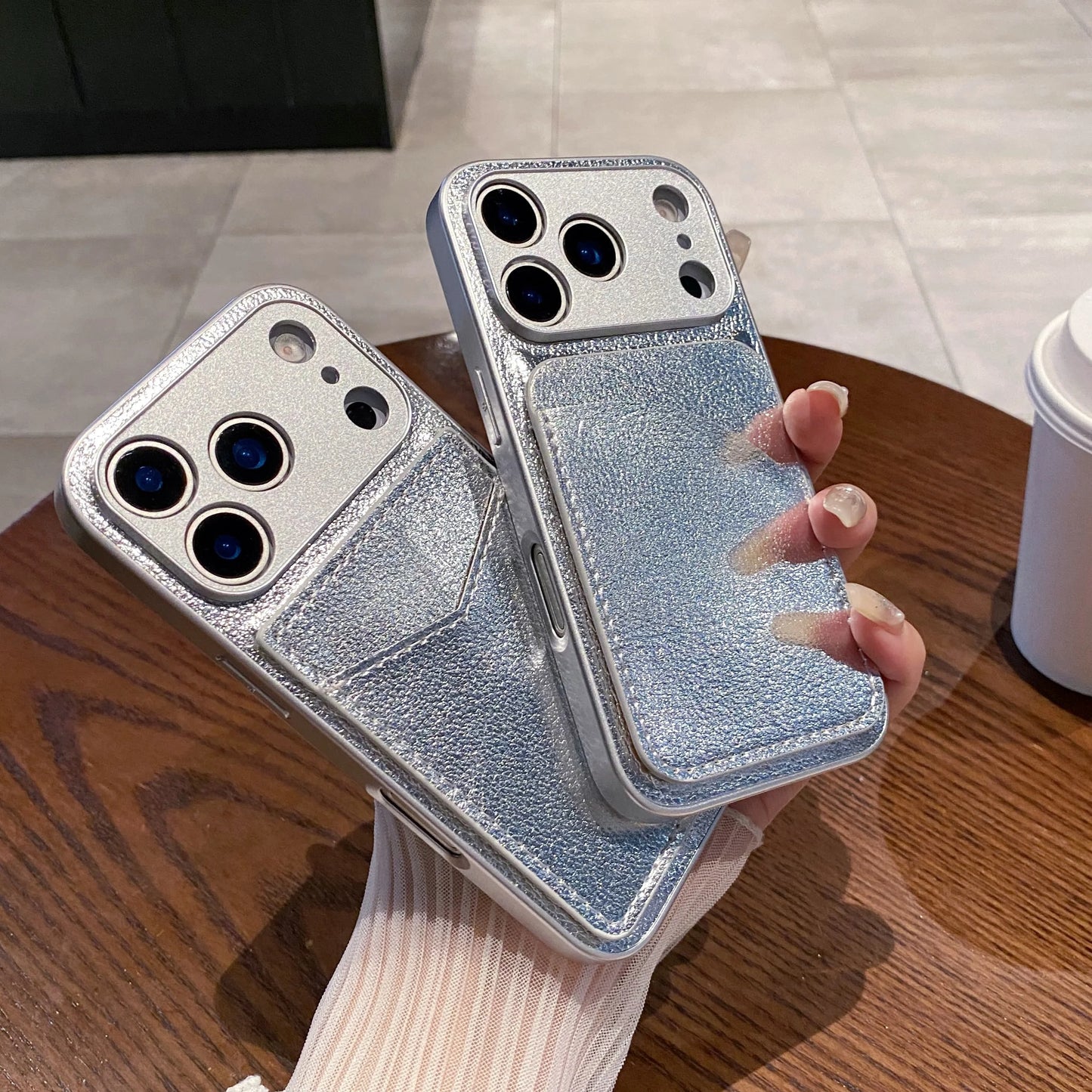 Litchi Leather Card Holder Phone Case
