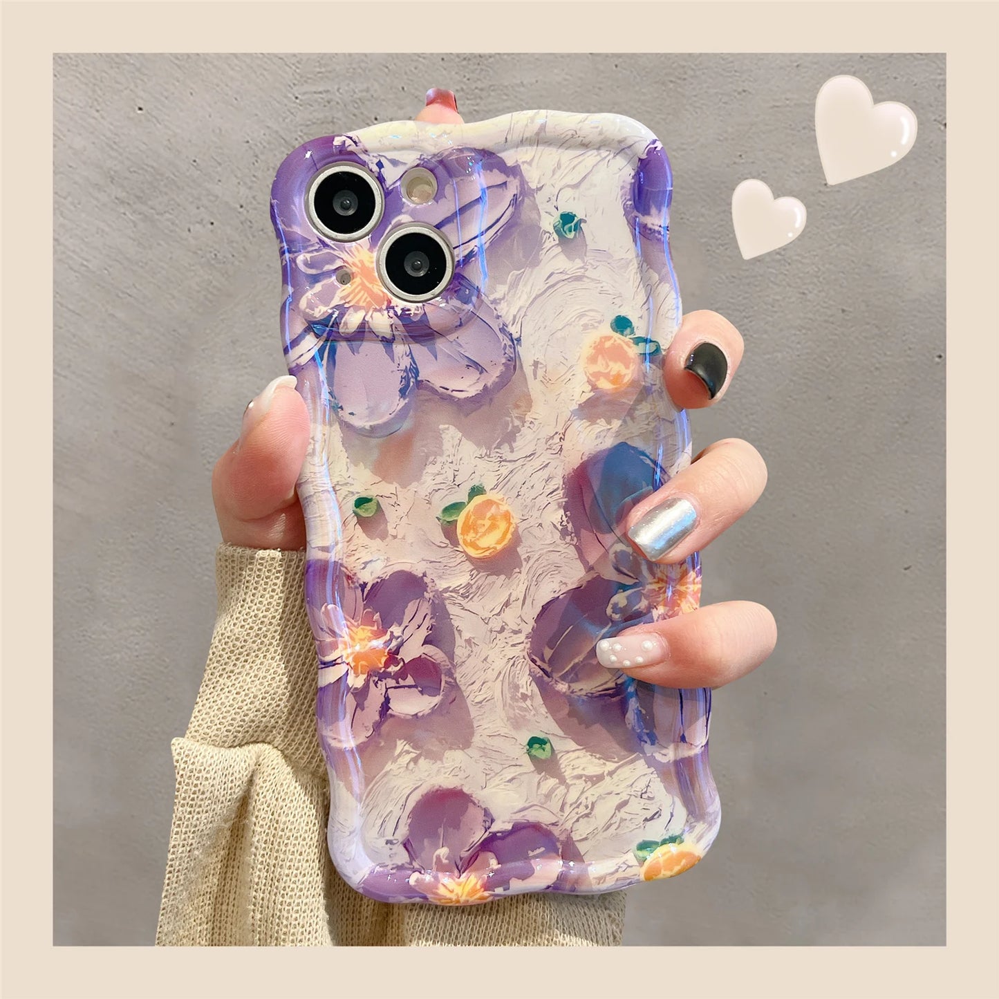 Laser Floral Glitter Silicone Phone Case