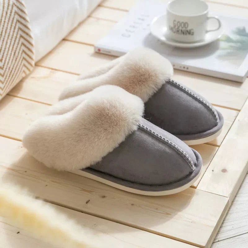 Elegant Comfort Faux Fur Slippers - Women's Plush Suede Bliss