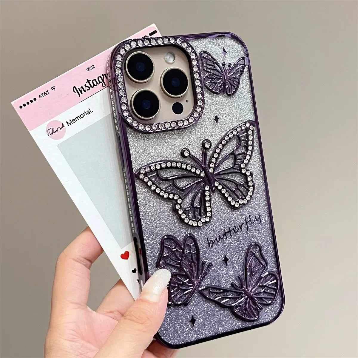 Diamond Butterfly Transparent Phone Case
