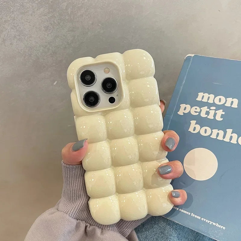 Cute 3D Block Lattice Silicone Case For iPhone