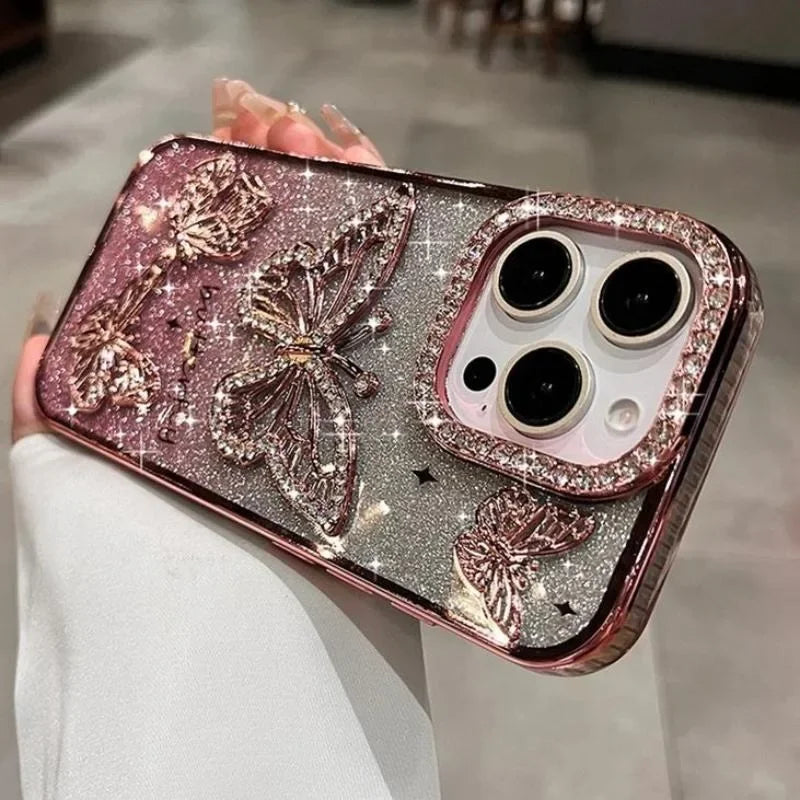 Diamond Butterfly Transparent Phone Case