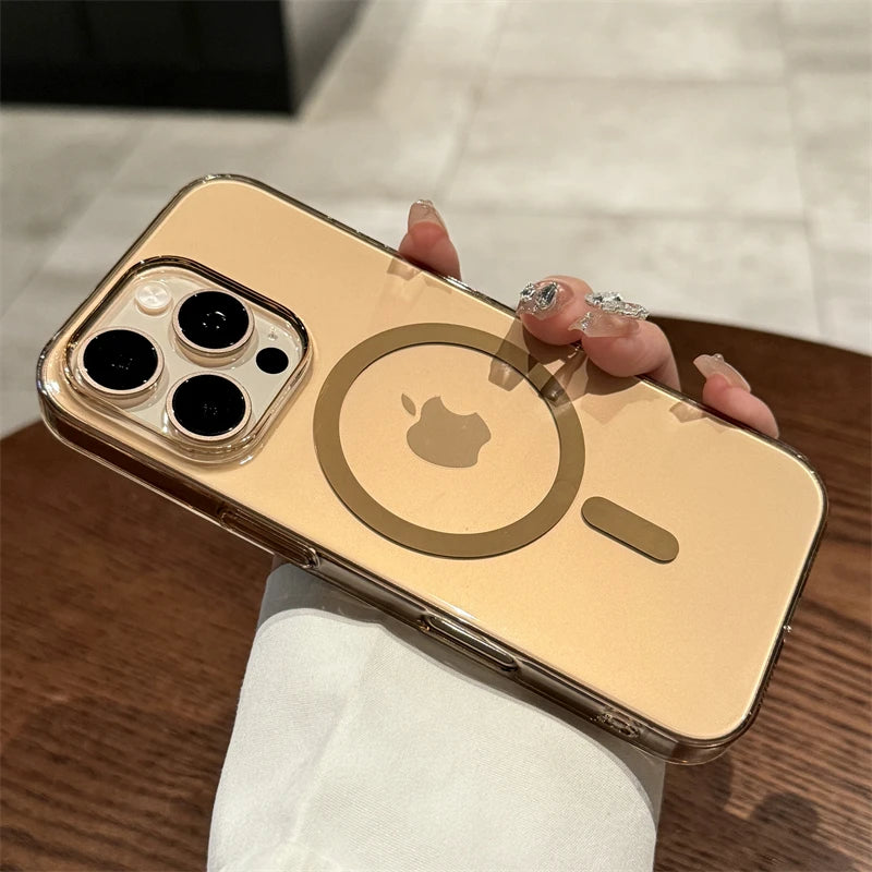Gold Magsafe Transparent Magnetic Phone Case