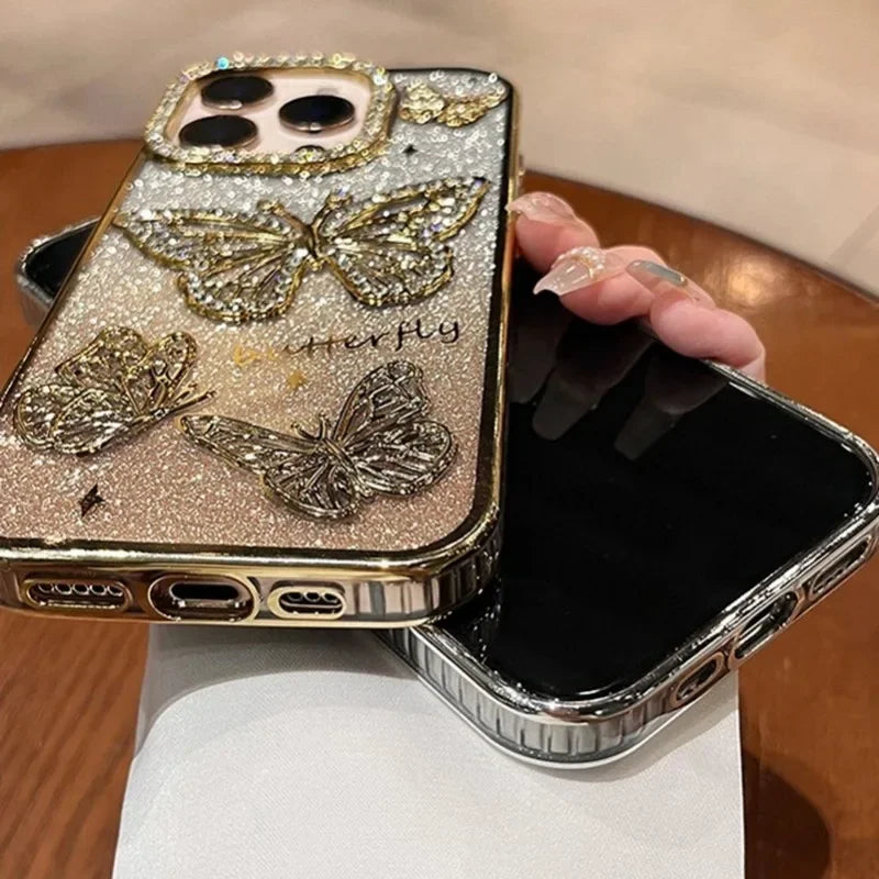 Diamond Butterfly Transparent Phone Case