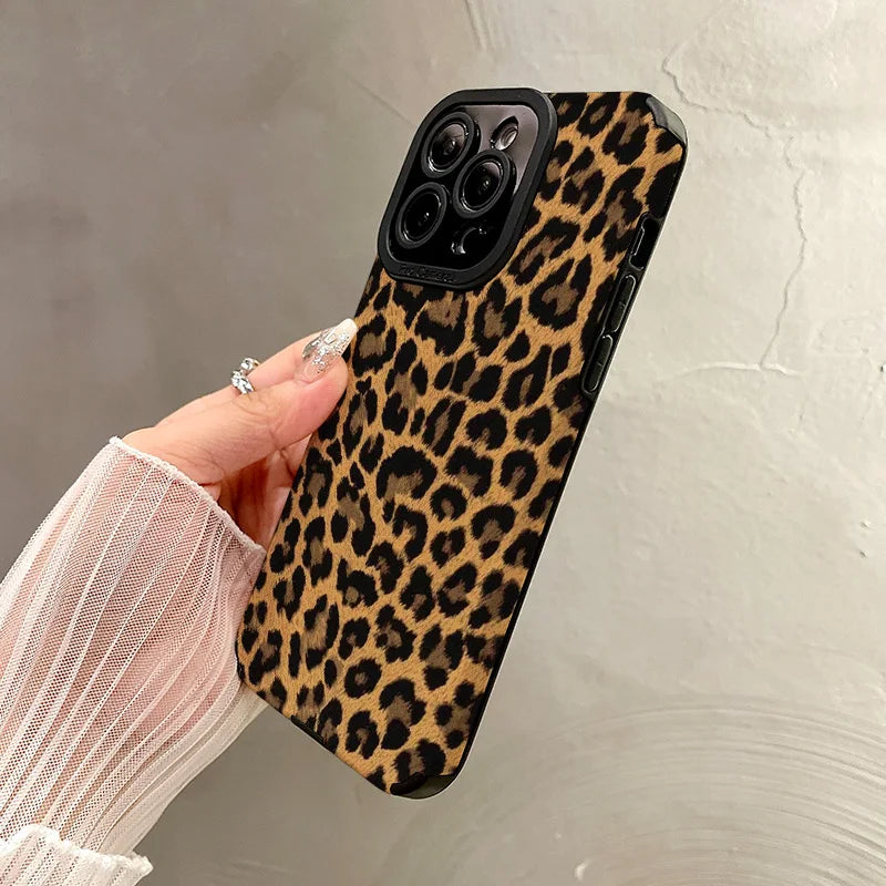 Gold Leopard Silicone Leather Phone Case