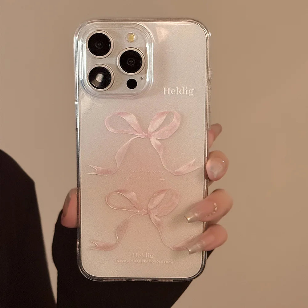 Pink Bow Clear Silicone Phone Case