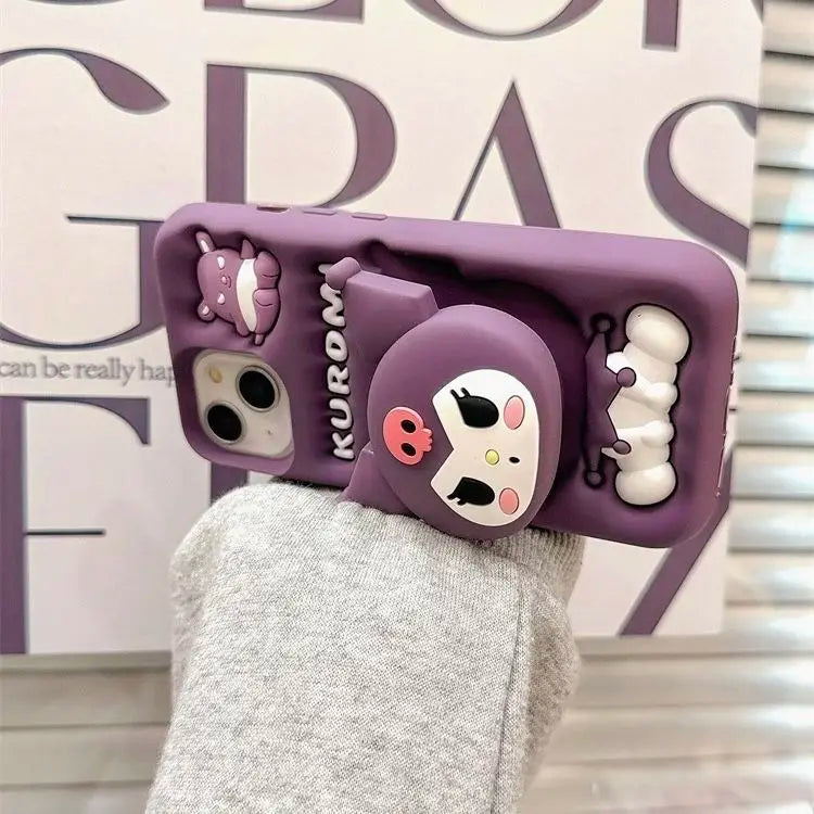 Kuromi Kitty Stitch Head Phone Case for iPhone