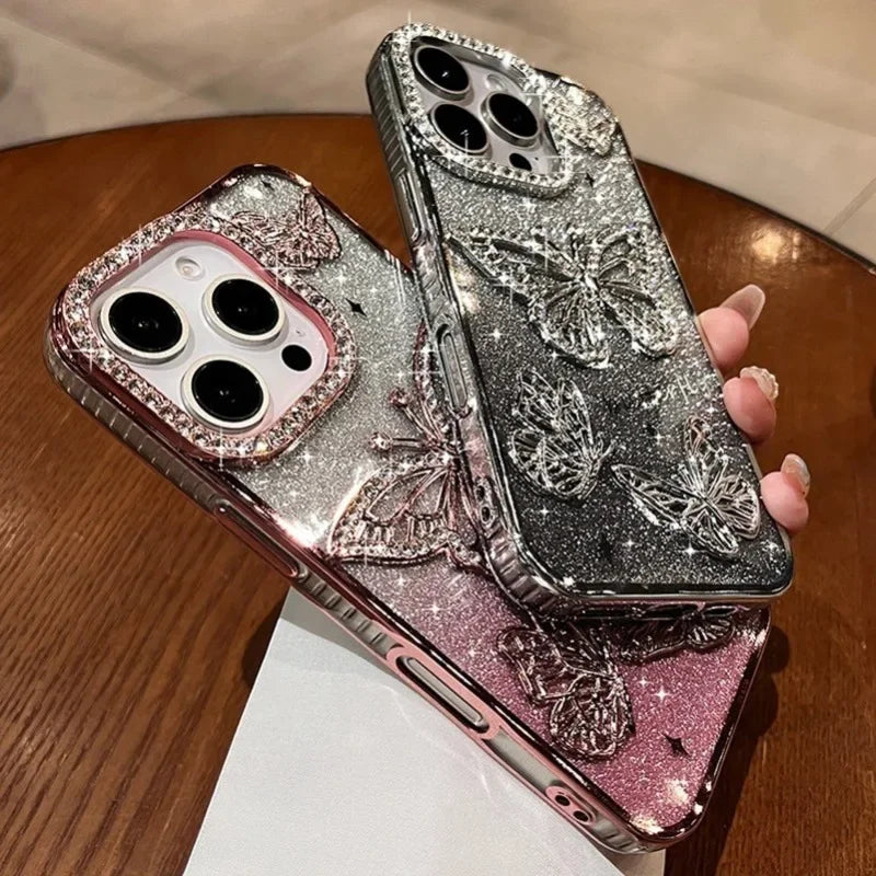 Diamond Butterfly Transparent Phone Case