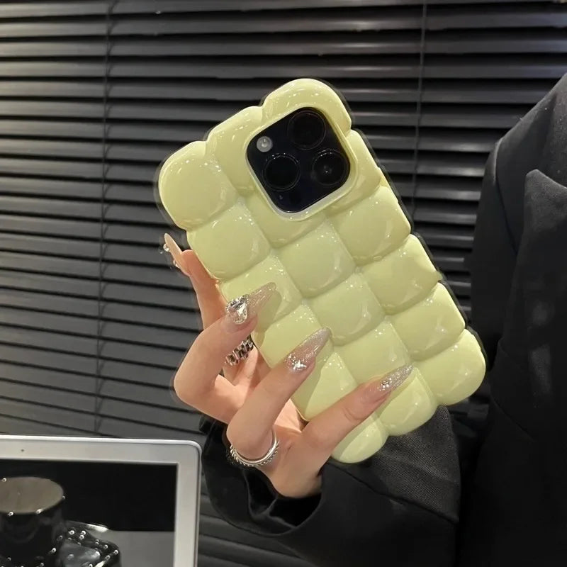 Cute 3D Block Lattice Silicone Case For iPhone