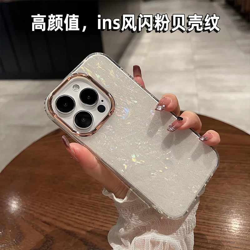 Rainbow Shell Glitter Laser Phone Case