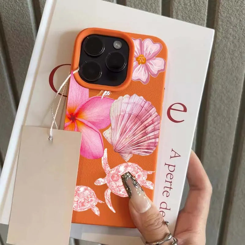 Pink Sea Turtle Flower Phone Case
