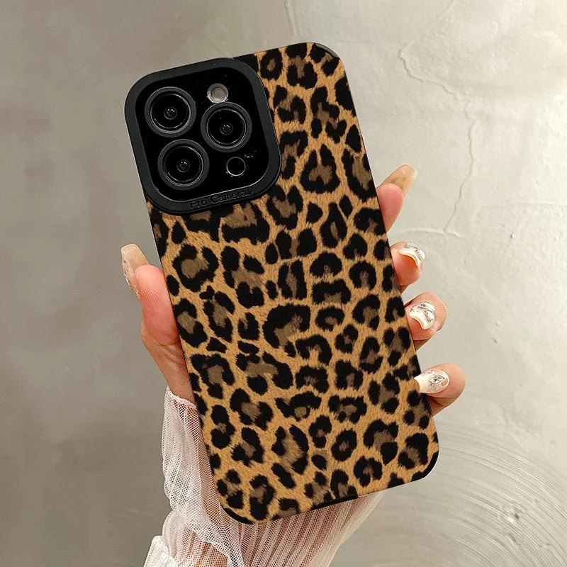 Gold Leopard Silicone Leather Phone Case