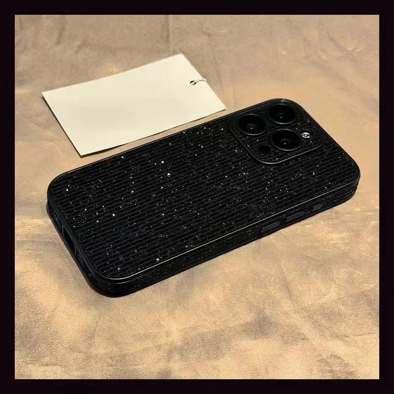 Glitter Leather Camera Lens Phone Case