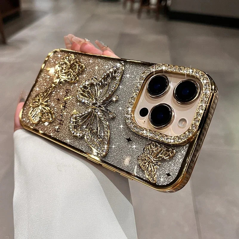 Diamond Butterfly Transparent Phone Case