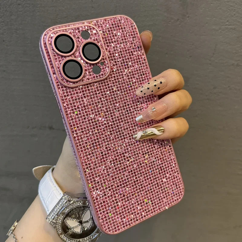 Glitter Leather Camera Lens Phone Case