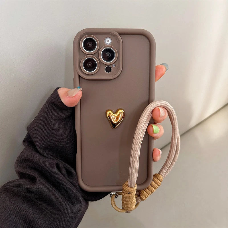Golden Love Heart Phone Case