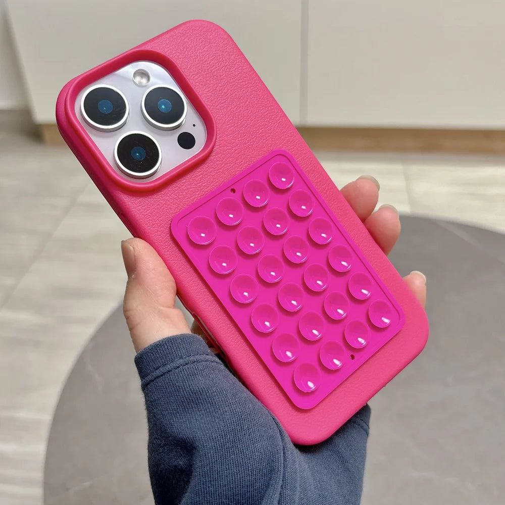 Suction Cup Stand Litchi Pattern Phone Case