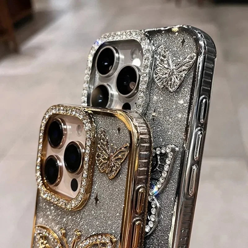 Diamond Butterfly Transparent Phone Case